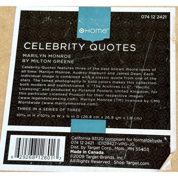 HOME by Target Brands 2009 Celebrity Quotes Marilyn Monroe Wall Decor Plaque - Picture 10 of 13